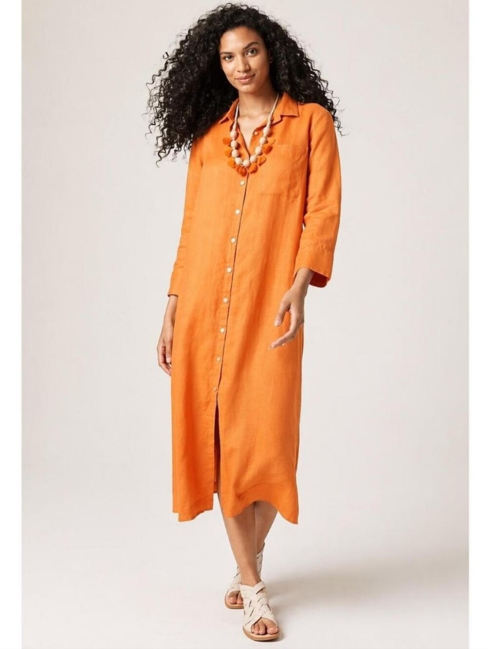 EUC J. Jill Orange Linen Shirt Dress